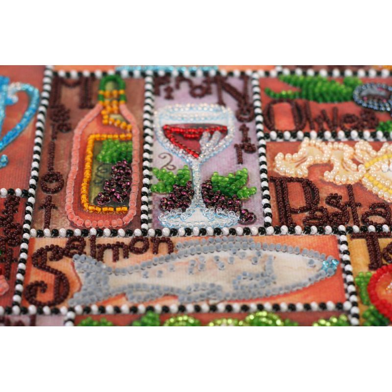Bead Embroidery Kit on Art Canvas "Gourmet alphabet"