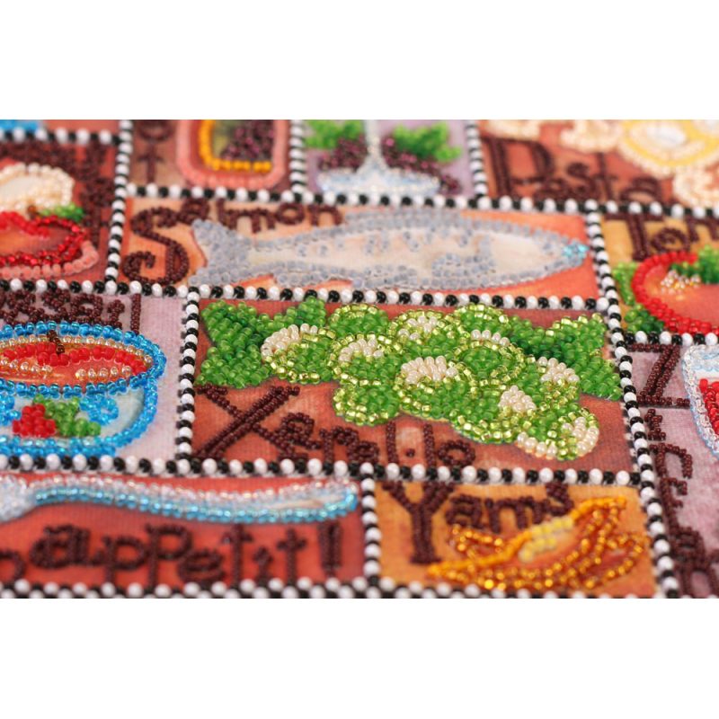 Bead Embroidery Kit on Art Canvas "Gourmet alphabet"