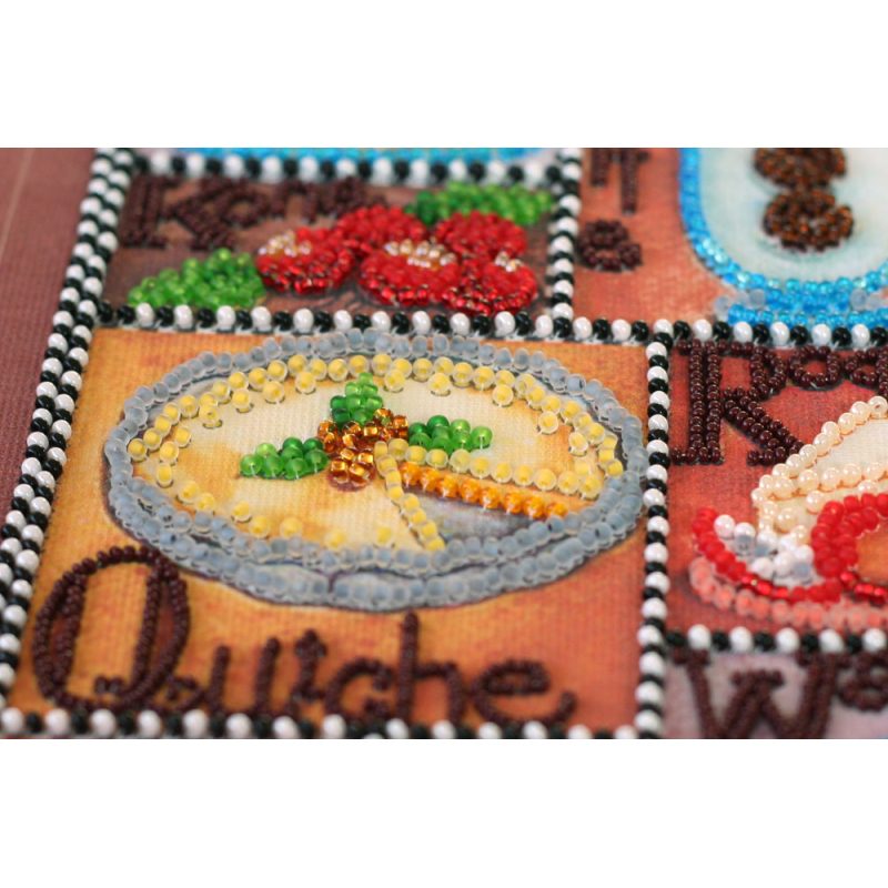 Bead Embroidery Kit on Art Canvas "Gourmet alphabet"