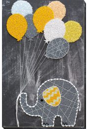 Bead Embroidery Kit on Art Canvas "Baby elephant with balloons"