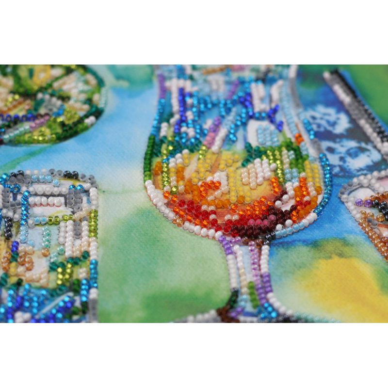 Bead Embroidery Kit on Art Canvas "Cocktail-party"