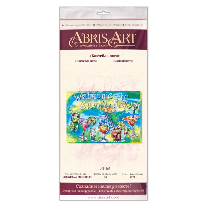Bead Embroidery Kit on Art Canvas "Cocktail-party"