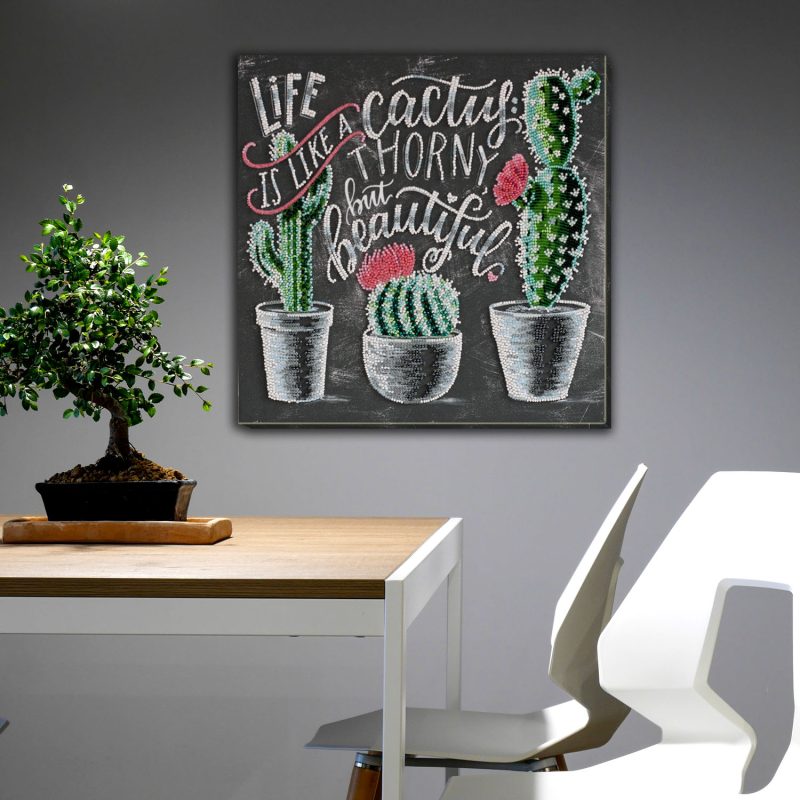 Bead Embroidery Kit on Art Canvas "Life is beautiful"