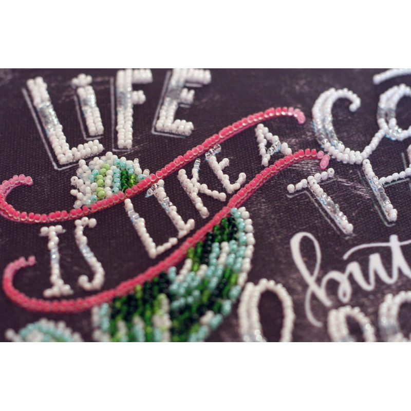 Bead Embroidery Kit on Art Canvas "Life is beautiful"