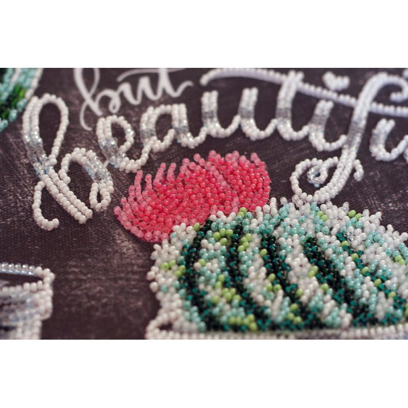 Bead Embroidery Kit on Art Canvas "Life is beautiful"