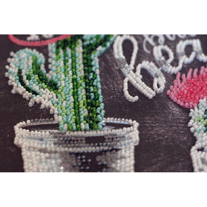Bead Embroidery Kit on Art Canvas "Life is beautiful"