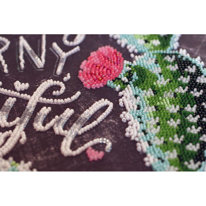 Bead Embroidery Kit on Art Canvas "Life is beautiful"