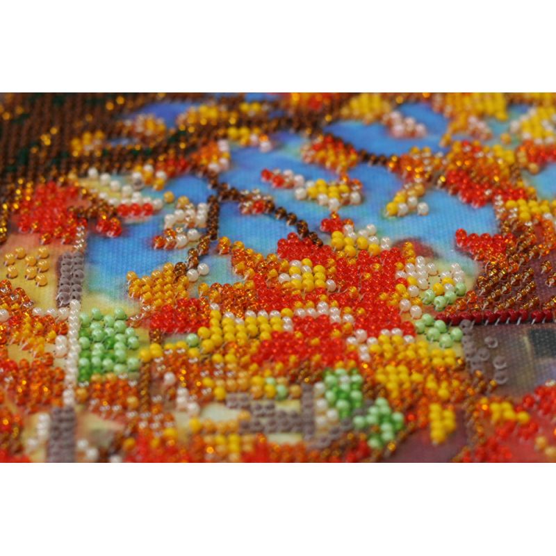 Bead Embroidery Kit on Art Canvas "Beauty of autumn"