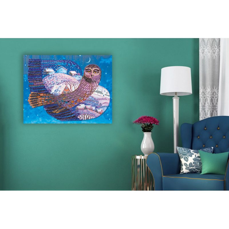 Bead Embroidery Kit on Art Canvas "On the wings of the night"