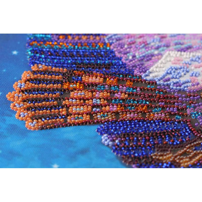 Bead Embroidery Kit on Art Canvas "On the wings of the night"