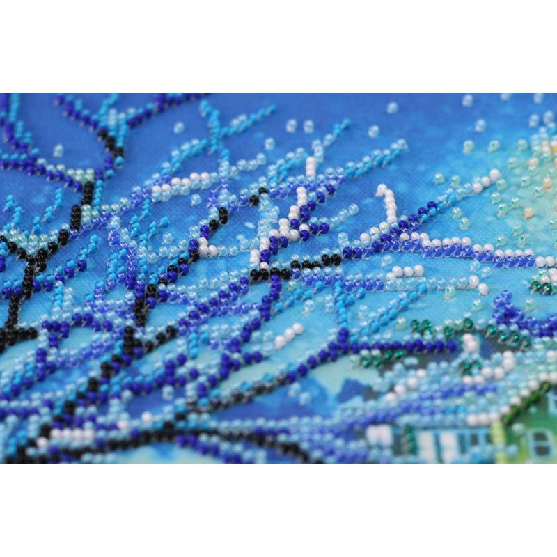 Bead Embroidery Kit on Art Canvas "Shining blue"