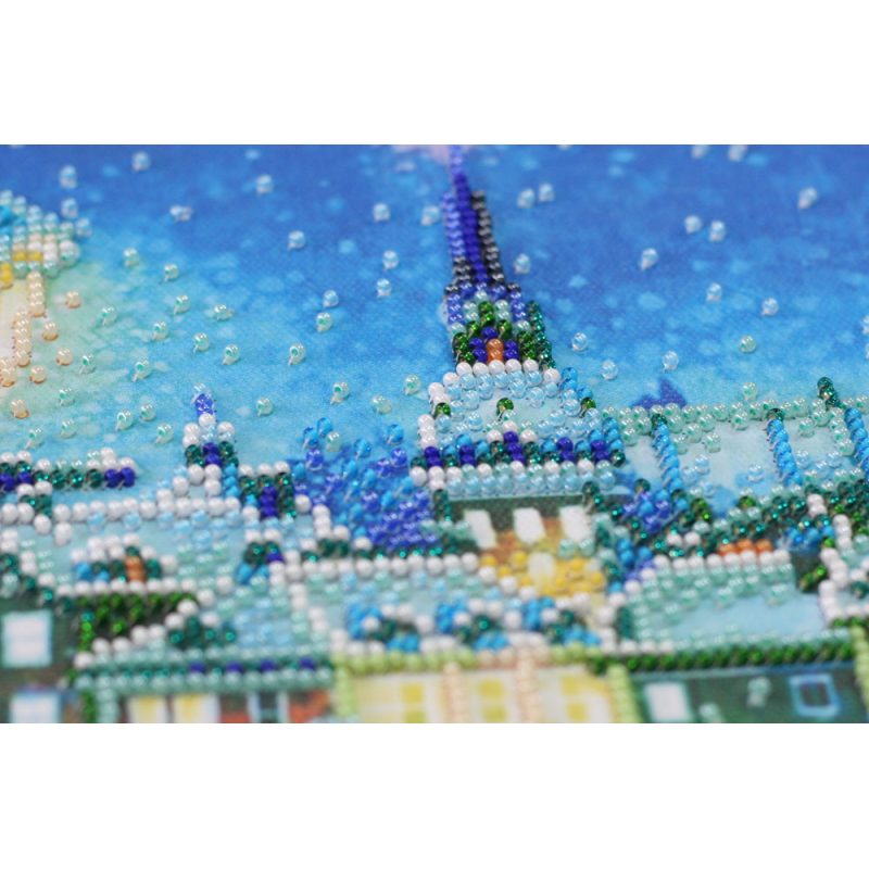 Bead Embroidery Kit on Art Canvas "Shining blue"