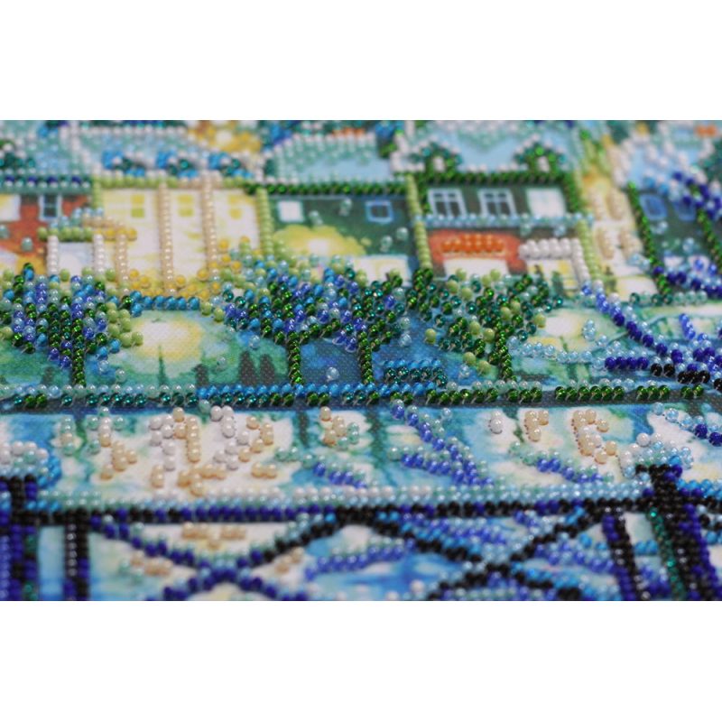 Bead Embroidery Kit on Art Canvas "Shining blue"