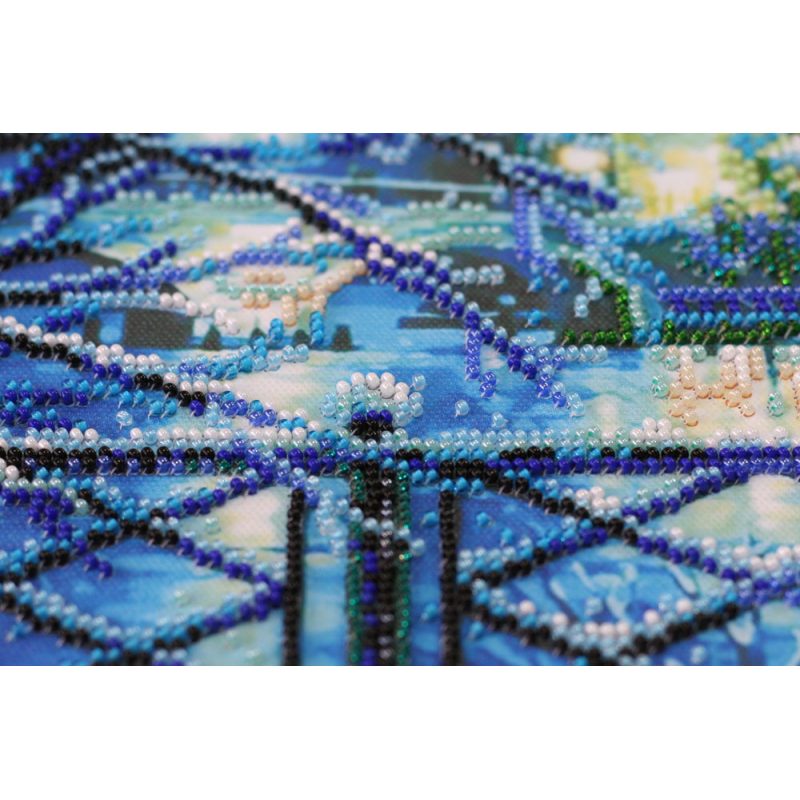 Bead Embroidery Kit on Art Canvas "Shining blue"