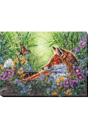 Bead Embroidery Kit on Art Canvas "In grass"