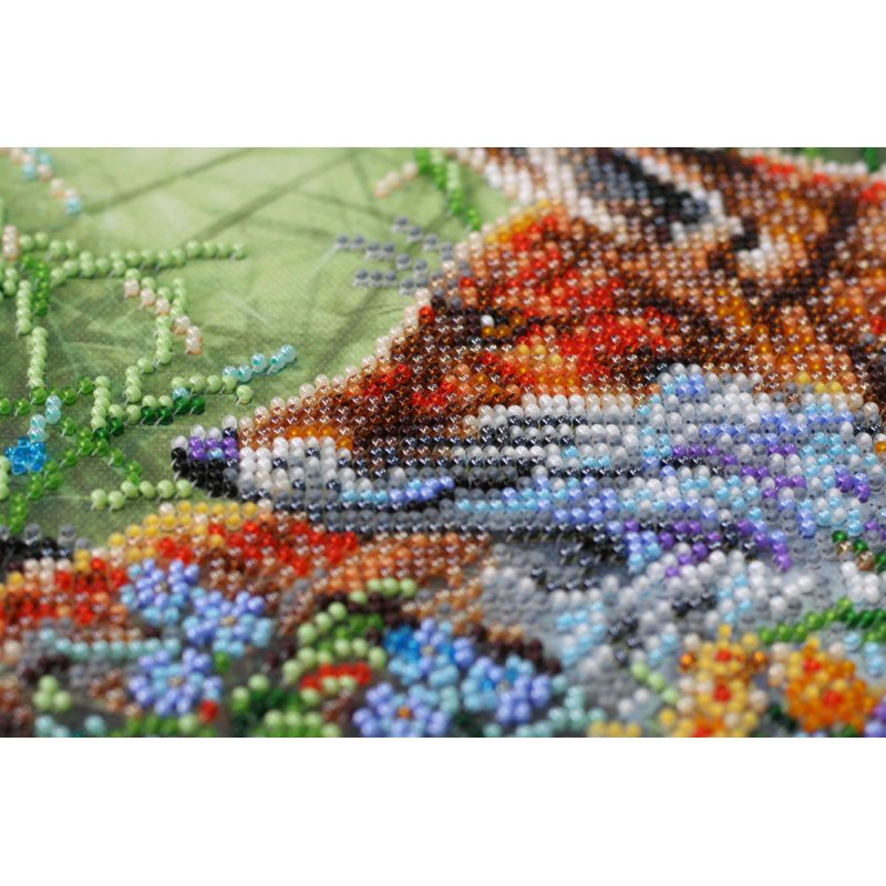 Bead Embroidery Kit on Art Canvas "In grass"
