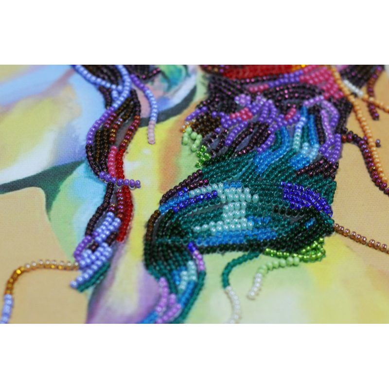 Bead Embroidery Kit on Art Canvas "Playful wind"