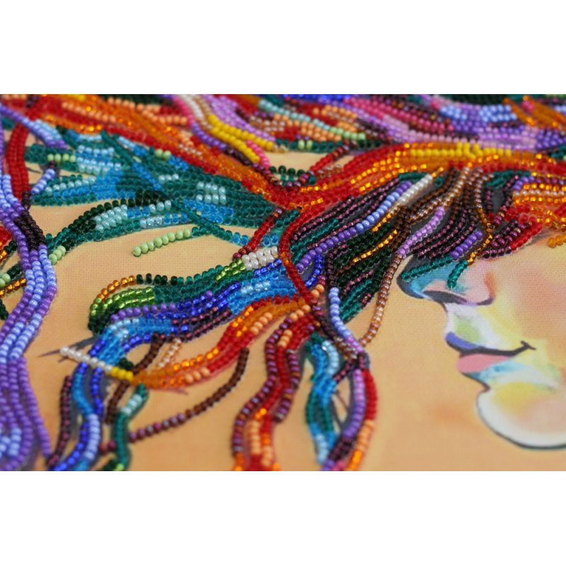 Bead Embroidery Kit on Art Canvas "Playful wind"