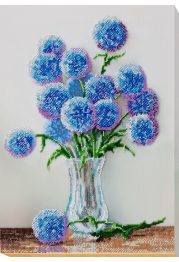 Bead Embroidery Kit on Art Canvas "Blue balls"