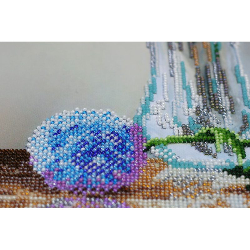 Bead Embroidery Kit on Art Canvas "Blue balls"
