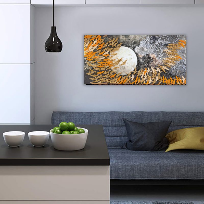 Bead Embroidery Kit on Art Canvas "Cranes"