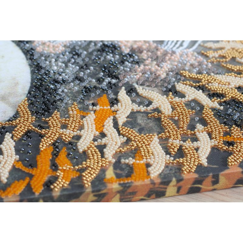 Bead Embroidery Kit on Art Canvas "Cranes"