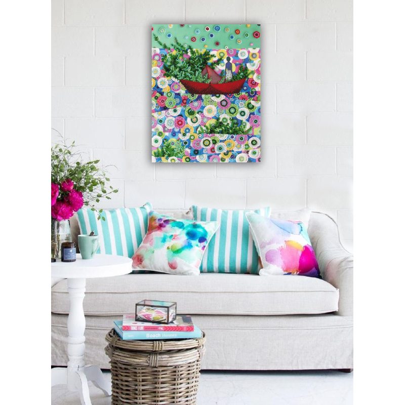 Bead Embroidery Kit on Art Canvas "Spring is coming - spring is the way!"