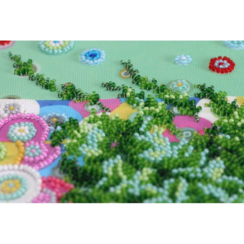 Bead Embroidery Kit on Art Canvas "Spring is coming - spring is the way!"
