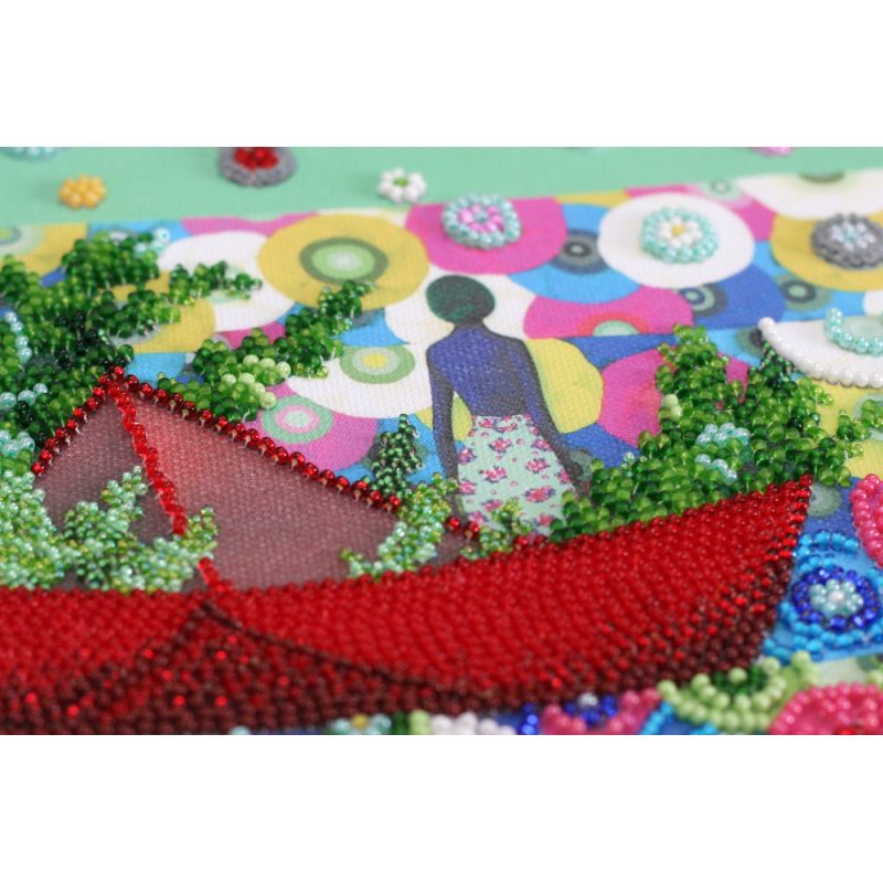 Bead Embroidery Kit on Art Canvas "Spring is coming - spring is the way!"