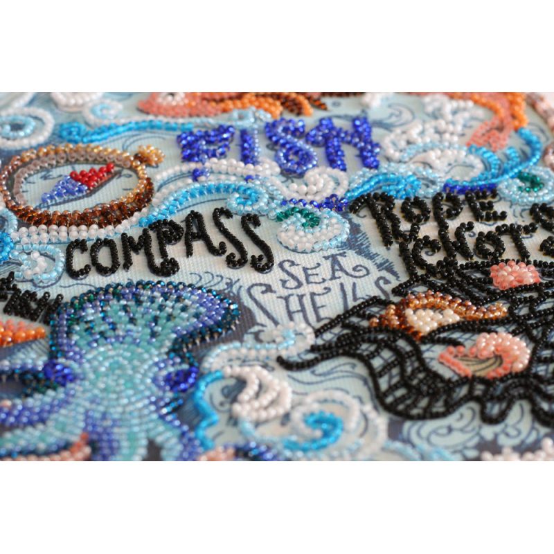 Bead Embroidery Kit on Art Canvas "Secrets of the ocean"