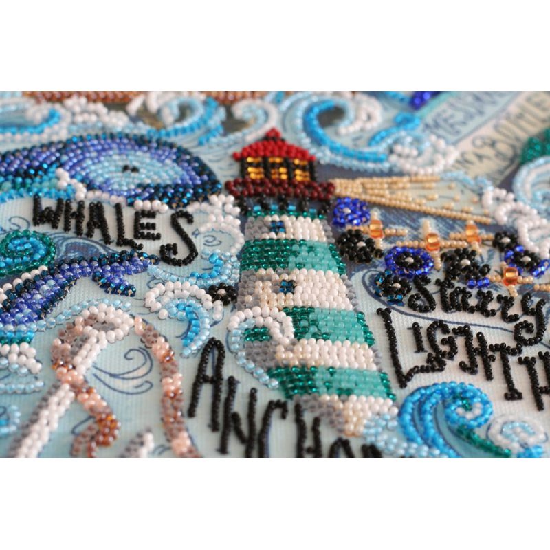 Bead Embroidery Kit on Art Canvas "Secrets of the ocean"