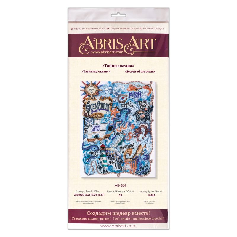 Bead Embroidery Kit on Art Canvas "Secrets of the ocean"