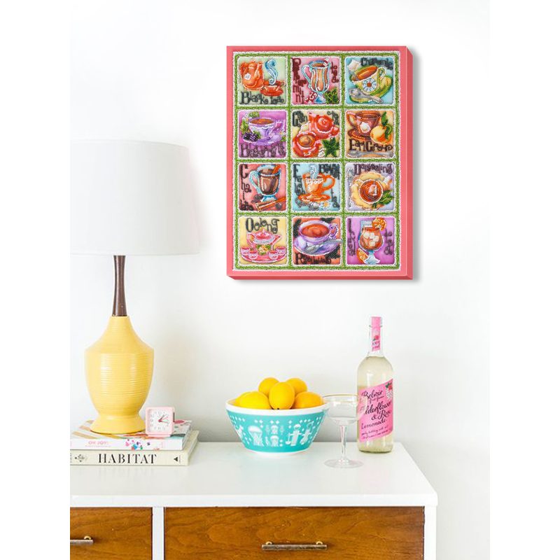 Bead Embroidery Kit on Art Canvas "Tea map"