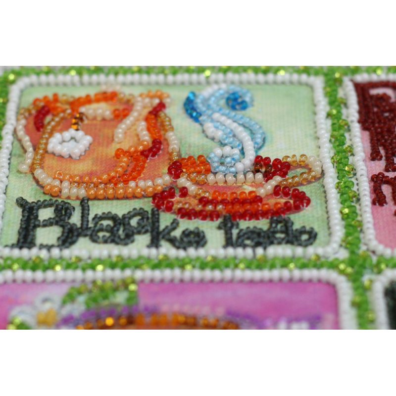 Bead Embroidery Kit on Art Canvas "Tea map"