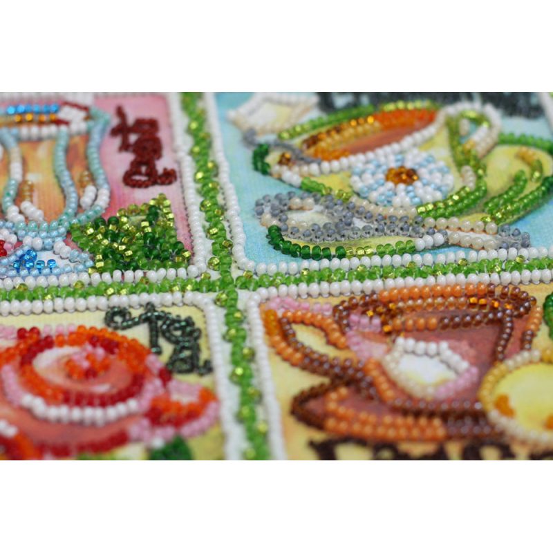 Bead Embroidery Kit on Art Canvas "Tea map"