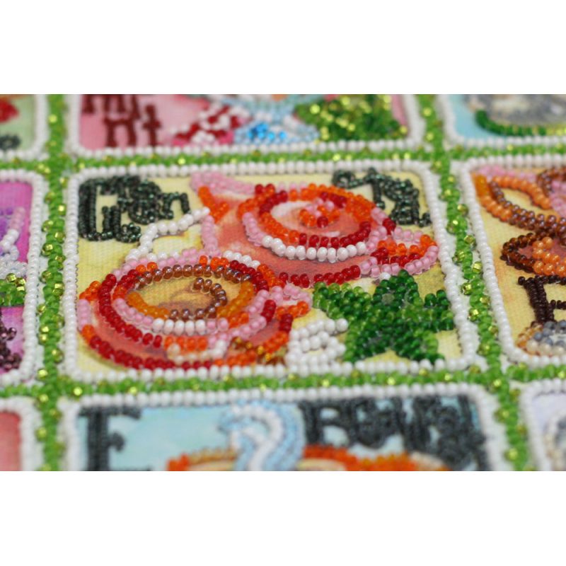 Bead Embroidery Kit on Art Canvas "Tea map"