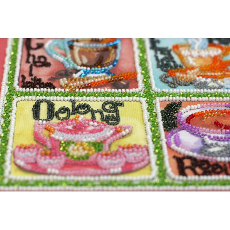Bead Embroidery Kit on Art Canvas "Tea map"