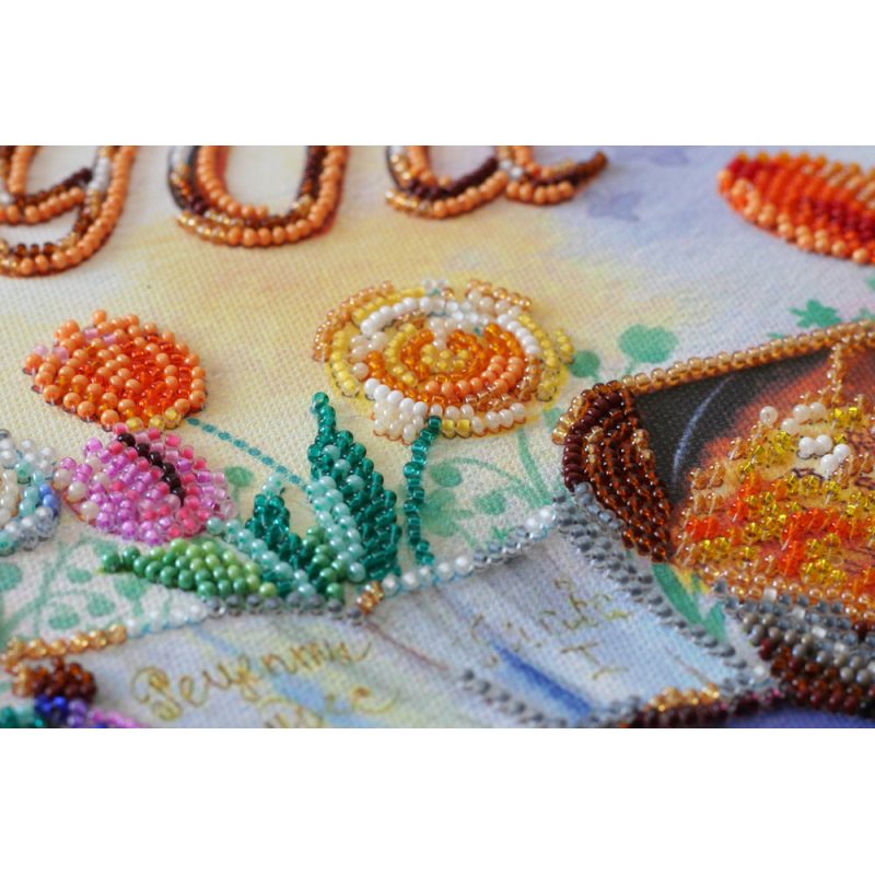 Bead Embroidery Kit on Art Canvas "Made from a miracle"