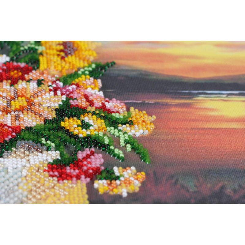Bead Embroidery Kit on Art Canvas "Still life with quince"