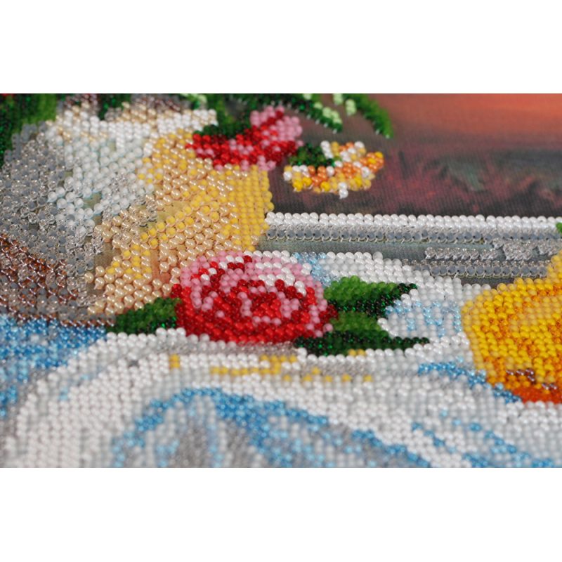 Bead Embroidery Kit on Art Canvas "Still life with quince"