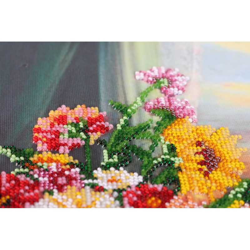 Bead Embroidery Kit on Art Canvas "Still life with quince"