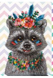 Bead Embroidery Kit on Art Canvas "Raccoon wanted"