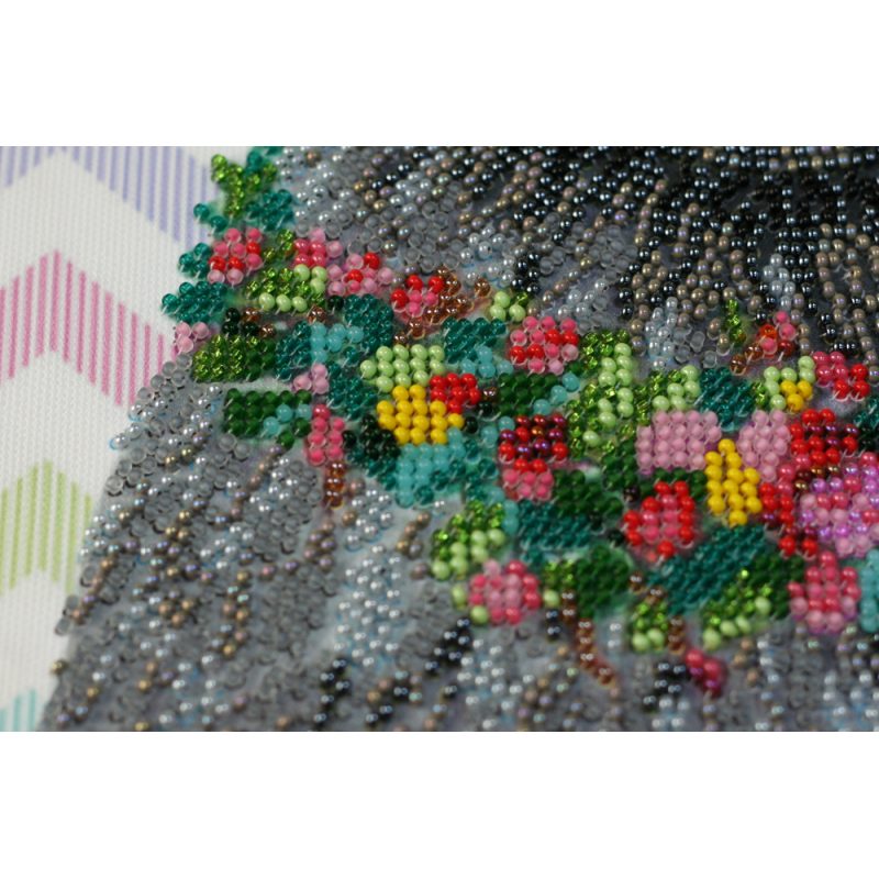 Bead Embroidery Kit on Art Canvas "Raccoon wanted"