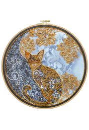 Bead Embroidery Kit on Art Canvas "Moon cat"