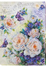 Bead Embroidery Kit on Art Canvas "Flowers for your beloved"