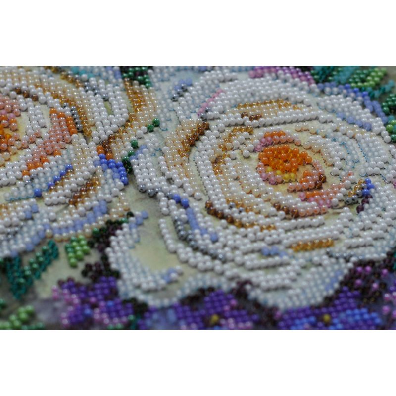 Bead Embroidery Kit on Art Canvas "Flowers for your beloved"