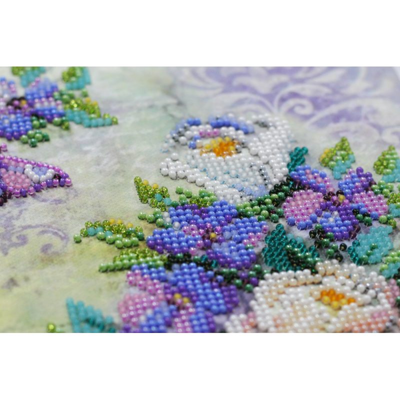 Bead Embroidery Kit on Art Canvas "Flowers for your beloved"