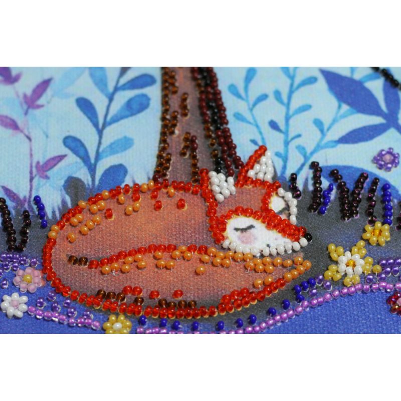 Bead Embroidery Kit on Art Canvas "Dream of the fox"