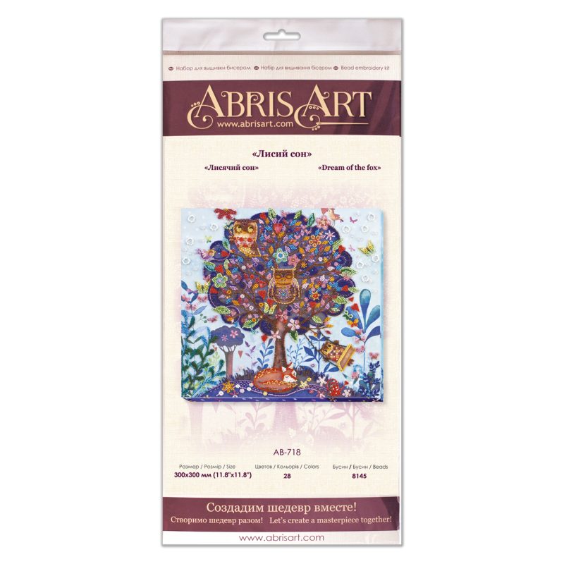 Bead Embroidery Kit on Art Canvas "Dream of the fox"