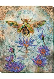 Bead Embroidery Kit on Art Canvas "Golden beetle"
